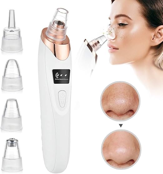 Rechargeable Blackhead Whitehead Remover Device For face Acne Pimple Pore Cleaner Vacuum Suction facial care Tool with adapter For Men & Women