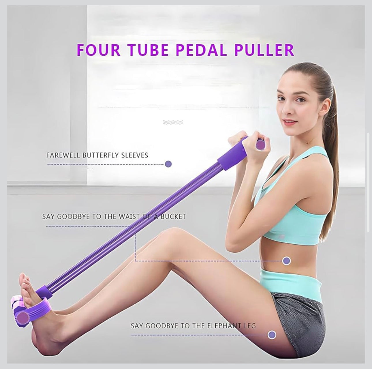 4-Tube Pedal Resistance Band – Multifunction Home Gym Exercise Equipment