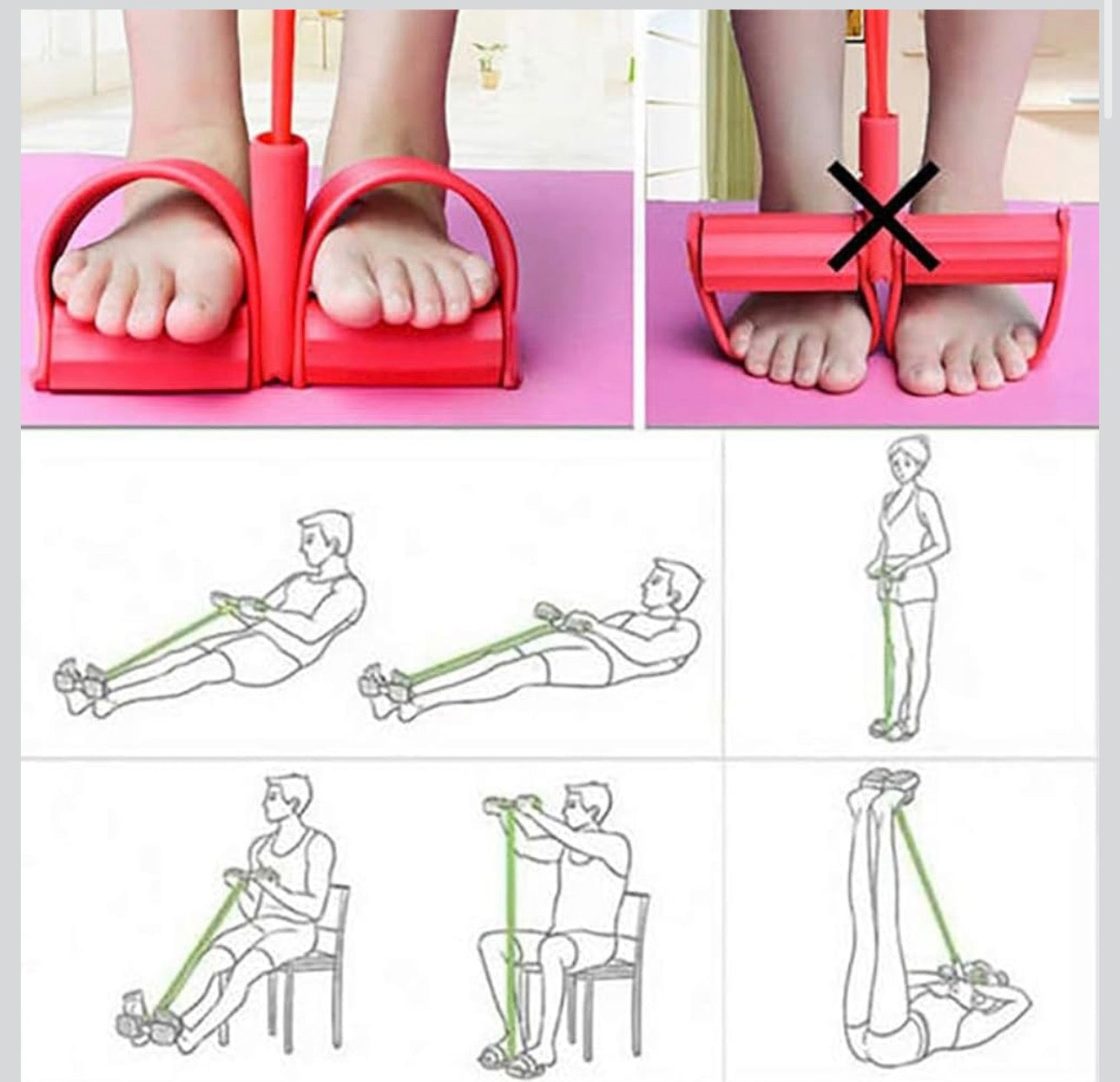 4-Tube Pedal Resistance Band – Multifunction Home Gym Exercise Equipment